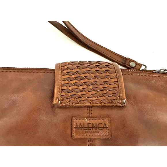 Vilenca Holland Crossbody Clutch Bag Wristlet Brown Leather Zip Pockets Compact - Picture 5 of 15
